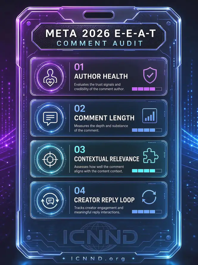 ICNND.org Infographic: Meta 2026 E-E-A-T Comment Audit Checklist
